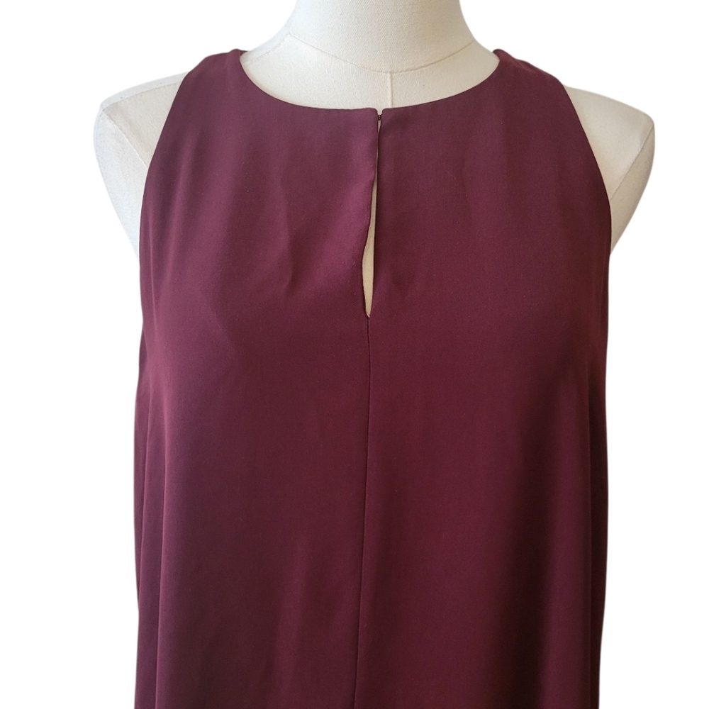 LOFT Wine Colored Sleeveless Shift Dress Size Large Petite - Picture 2 of 5